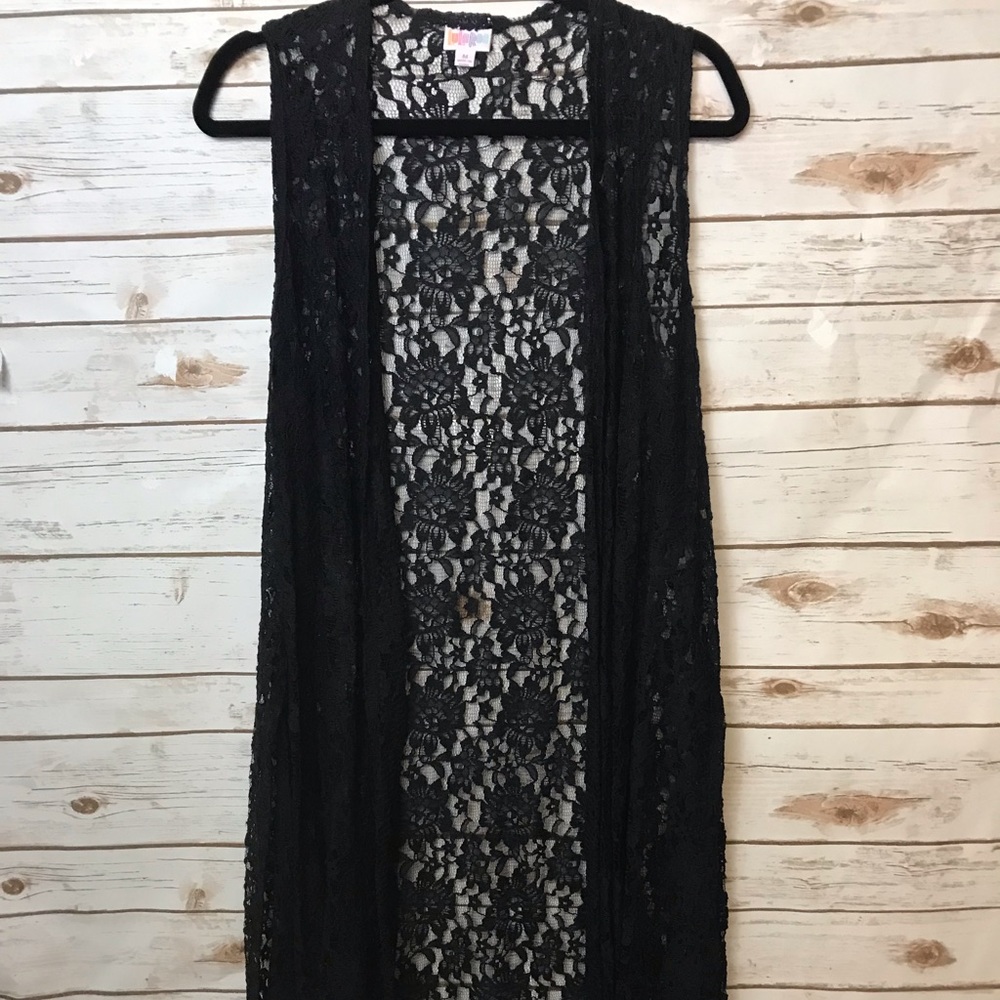 LuLaRoe Solid Black Lace Joy Size M EUC RARE